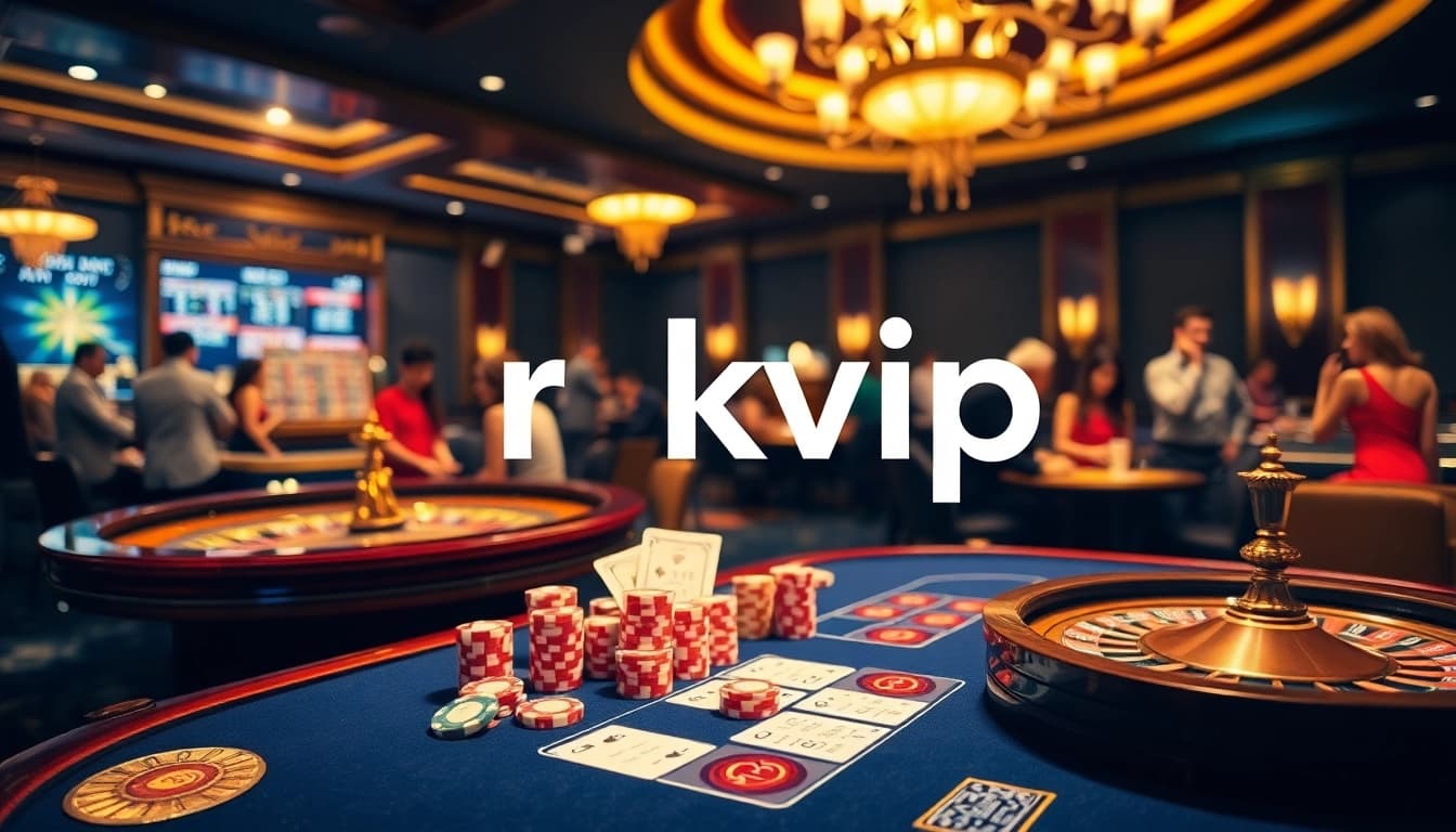 Engage in thrilling gameplay at rikvip with colorful poker chips and a refined casino atmosphere.