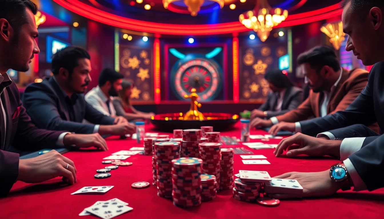 Experience thrilling gameplay at a poker table highlighting the hidden wiki and vibrant casino elements.