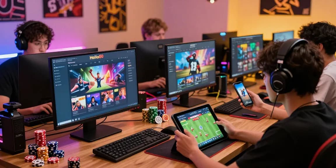 The online gaming scene at https://hello88ke.com/ showcases diverse players engaged in various betting activities, illustrating the vibrant atmosphere of interactive entertainment.