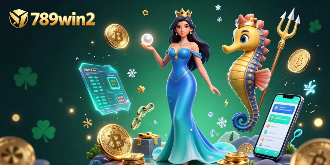 Experience thrilling gaming with 789win2 showcasing vibrant underwater treasures and crypto elements.
