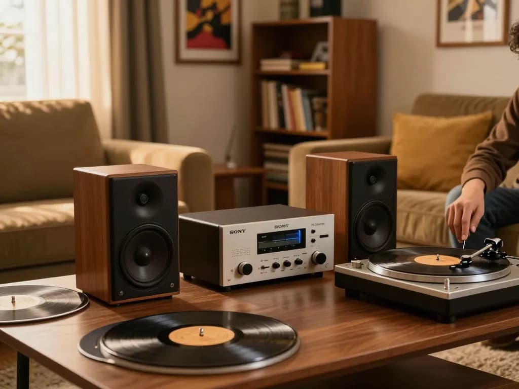 Enjoying music with the vintage Sony TA88 amplifier in a cozy setting