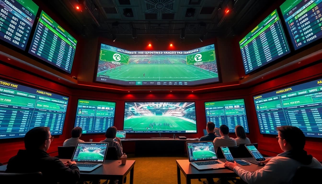 Dynamic digital sports betting studio showcasing tylelekeo88 tv's live odds and excitement.