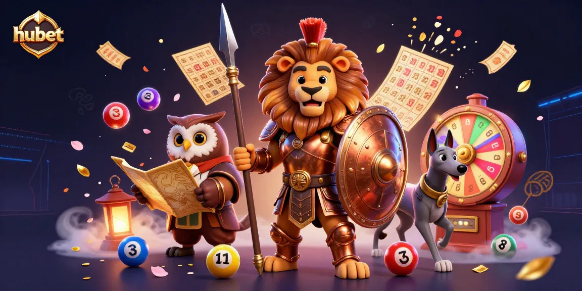 Engage in thrilling gameplay with hubet's vibrant 3D casino illustration featuring lottery, bingo, and dynamic prize elements.