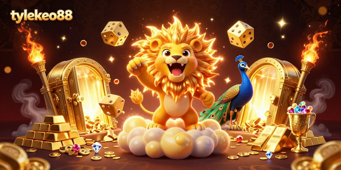 Experience thrilling betting action with tylekeo88 and golden dice, amid dazzling casino treasures.