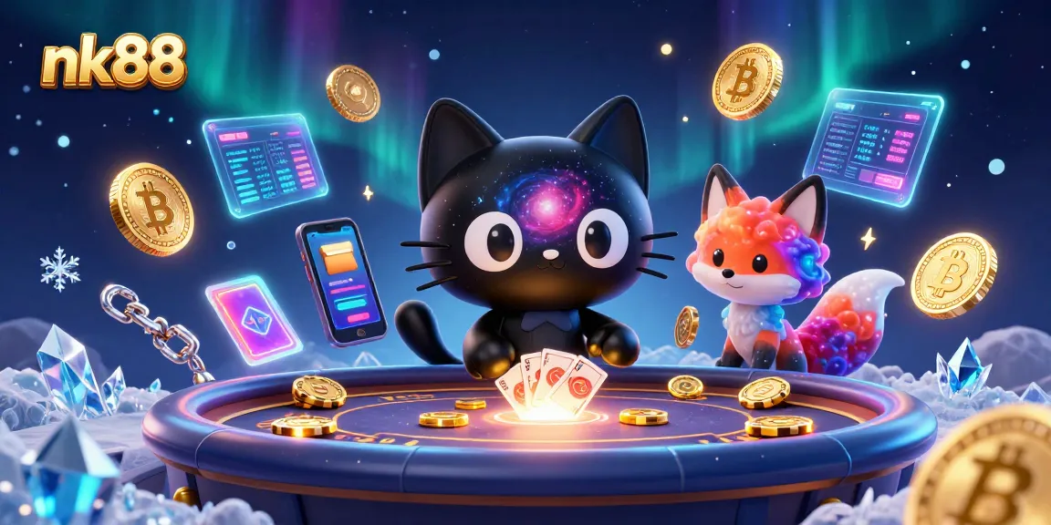 Engage in exciting gameplay at nk88, surrounded by cosmic elements and vibrant 3D casino features.