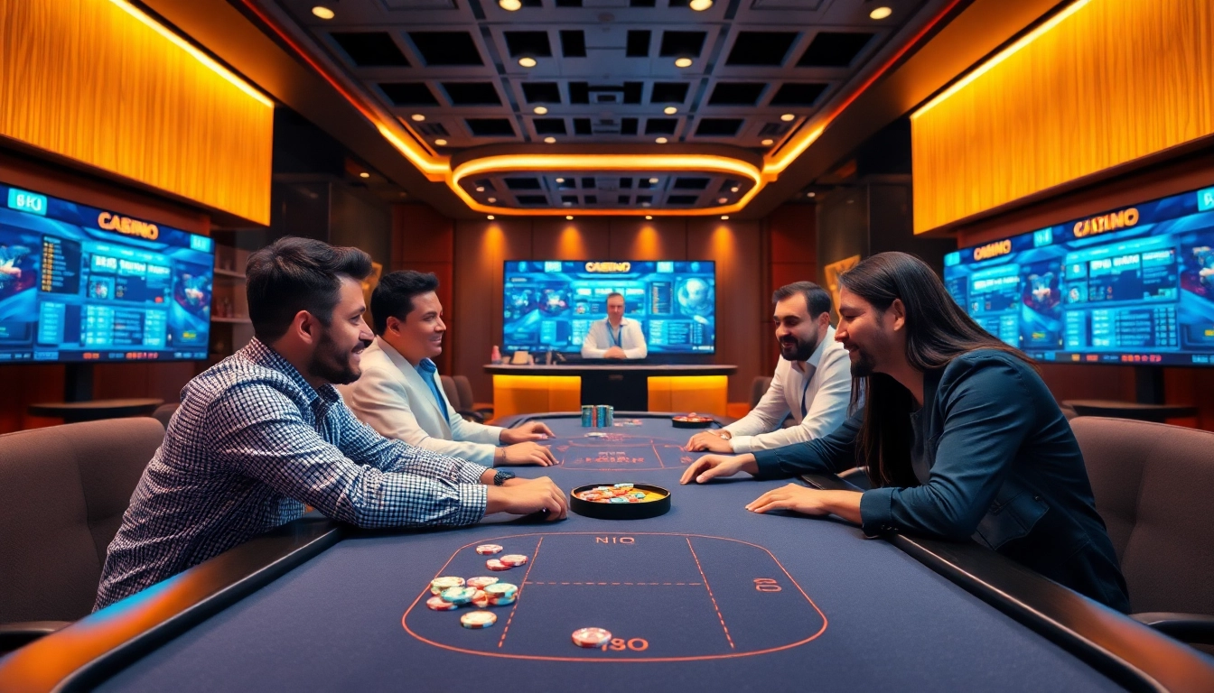 NK88 players enjoying a thrilling online casino experience with vibrant colors and engaging gameplay.