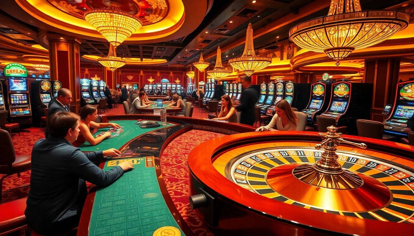 SODO CASINO players strategizing at high-stakes roulette tables in a vibrant casino atmosphere