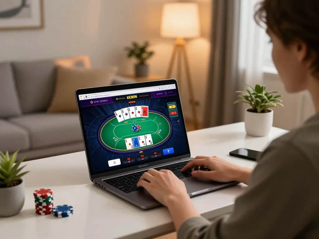 Player enjoying a thrilling experience on KKWIN's online platform while betting strategically.