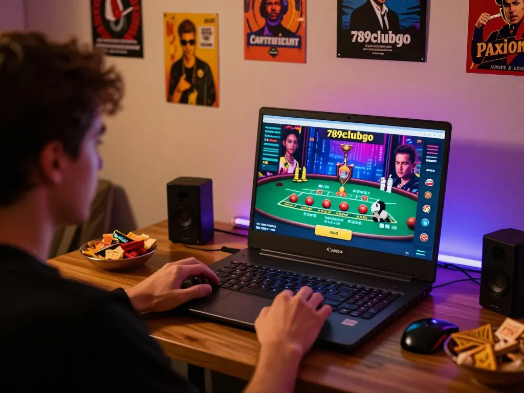 Player enjoying live dealer blackjack on 789clubgo app in cozy home setup.