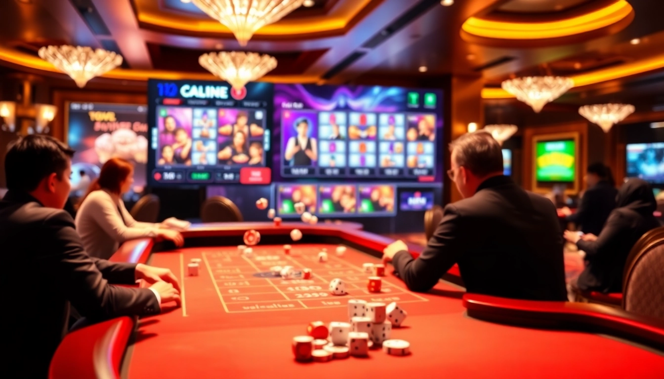 Xóc đĩa trực tuyến giải trí at a vibrant digital casino table capturing the thrill of online gambling.