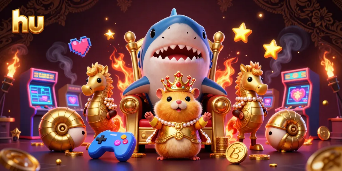 Engage with hu at a casino game, featuring the golden hamster king and vibrant gaming elements.