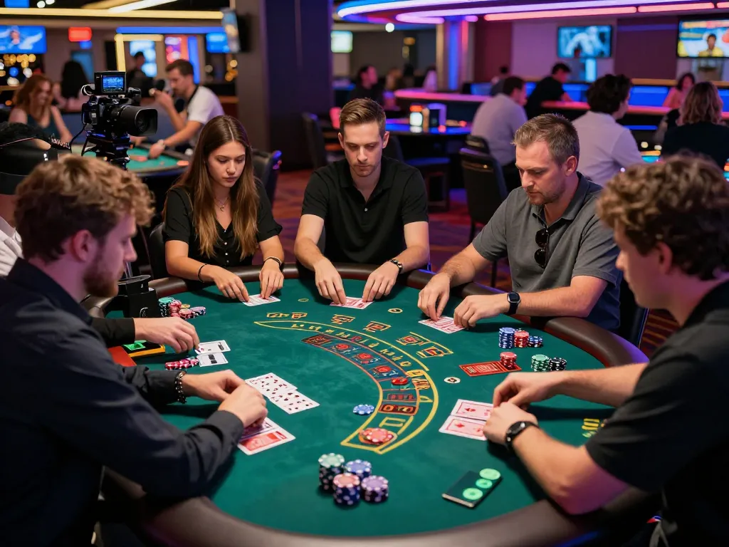 Engage in thrilling blackjack at xo888, with players strategizing and chips on the table.