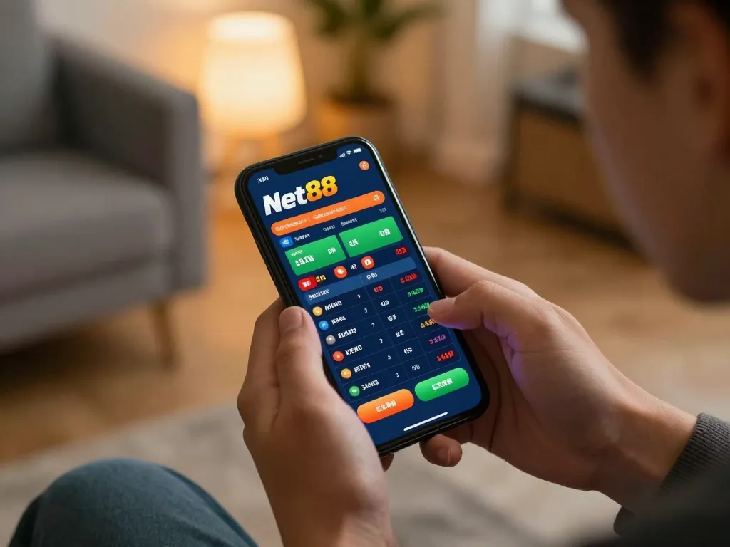 Engaging net88 sports betting experience on smartphone, showcasing live odds.