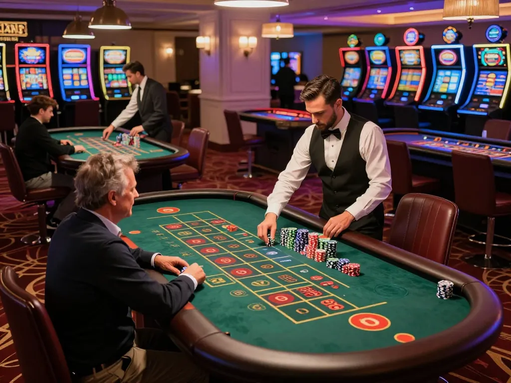 Players placing bets at roulette tables in a vibrant sc88 casino setting, capturing the excitement of gameplay
