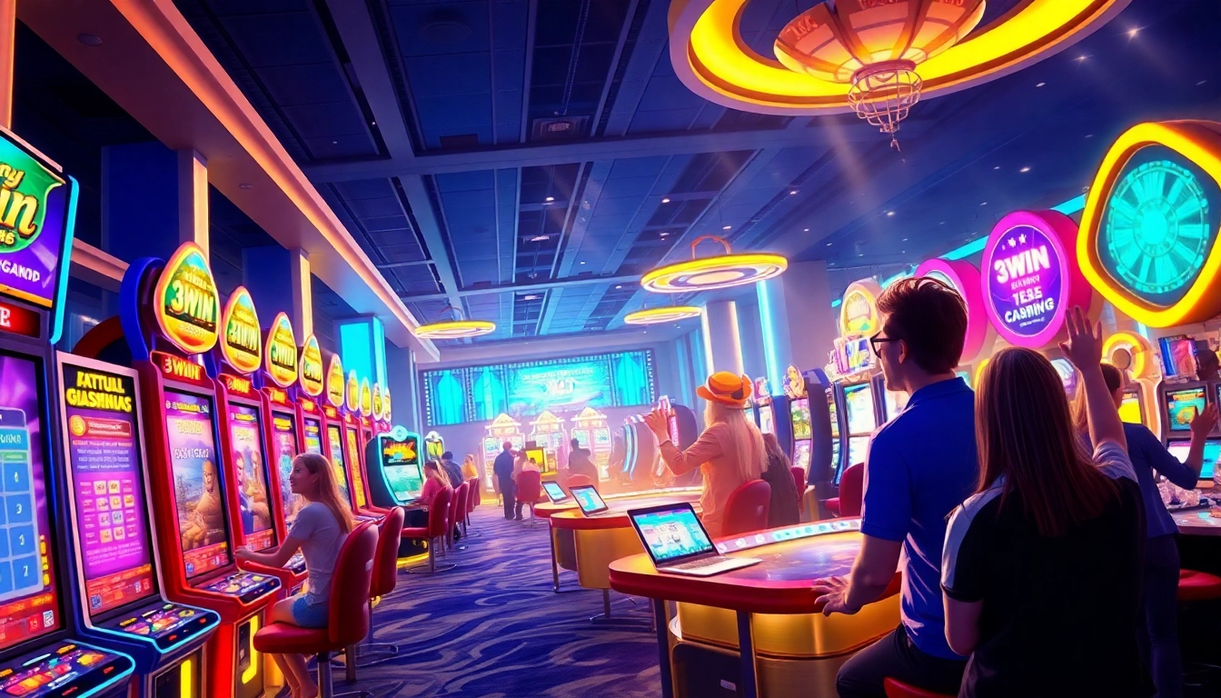 3WIN gaming hall showcasing vibrant excitement and modern technology for casino enthusiasts.