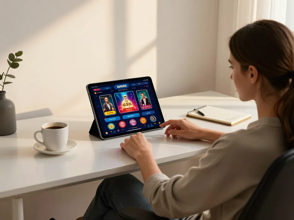 Enjoying online games at 77bet casino with strategic notes and casino app displayed on tablet.