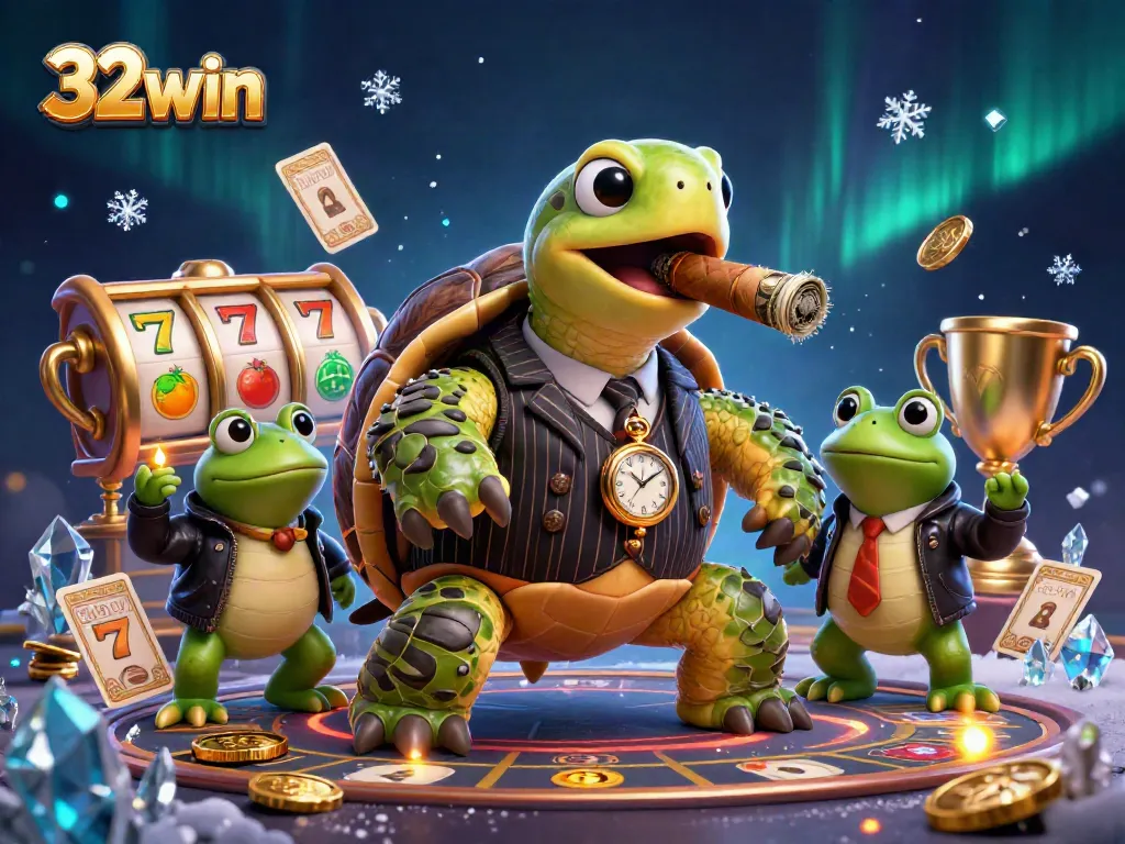 Experience thrilling gameplay with 32win's diverse casino offerings illustrated in a vibrant, dynamic scene.