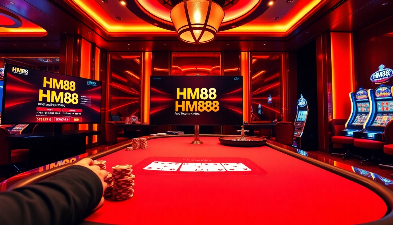 Engaging HM88 online casino interface with live poker action and vibrant betting chips