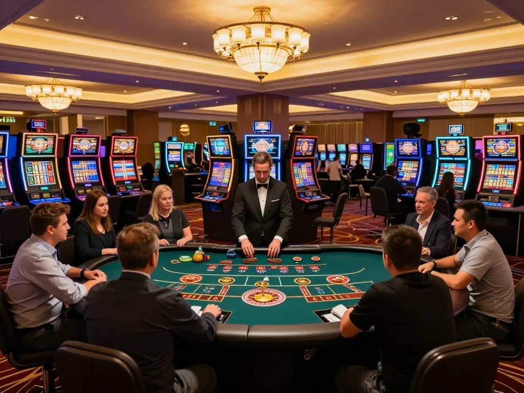 Players spinning the wheel at a roulette table at the 32 win casino.