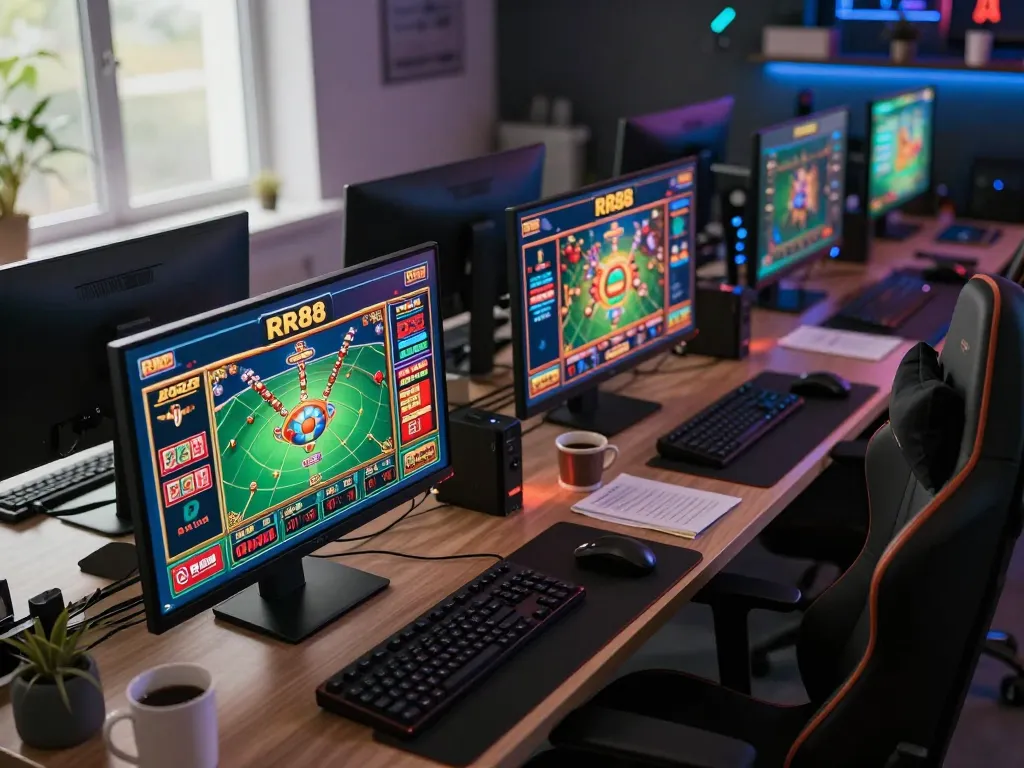 Engaging gameplay on RR88 games showcased on multiple screens in a modern gaming setup.