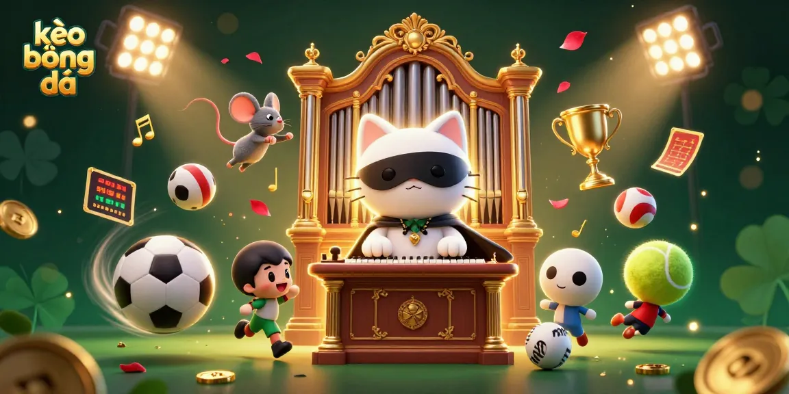 Engage with kèo bóng đá through an enchanting 3D illustration showcasing dynamic sports elements and a captivating cat.