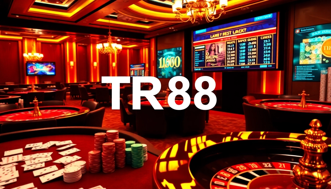 Experience the thrill of TR88 gaming with luxurious casino tables and immersive digital interfaces.