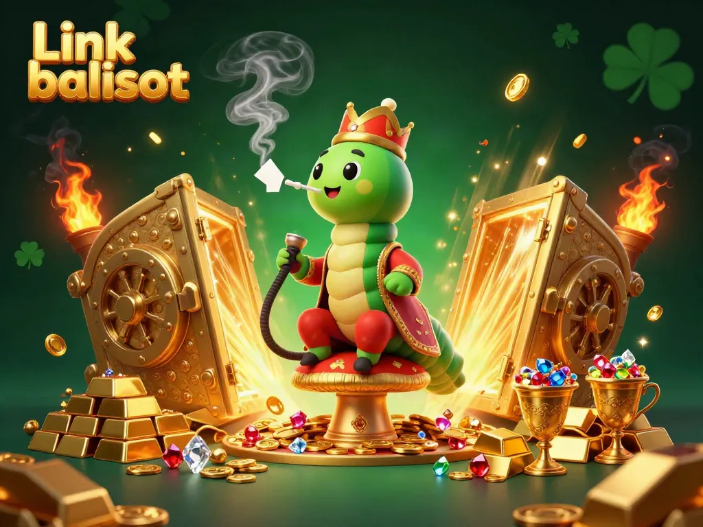 Engage with Link balislot through this vibrant illustration, showcasing a caterpillar master and casino elements.