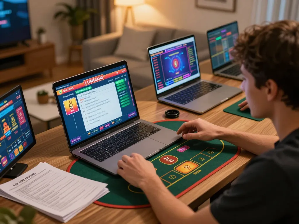Engaged player placing bets on Lô Đề Online showcasing a vibrant home gambling scene