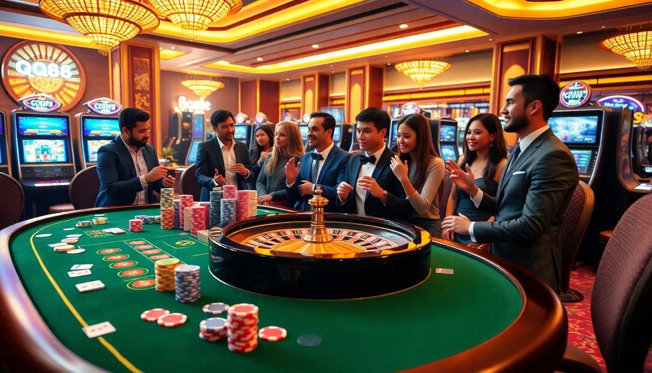 Players enjoying casino games at QQ88, symbolizing excitement and chance in gambling.