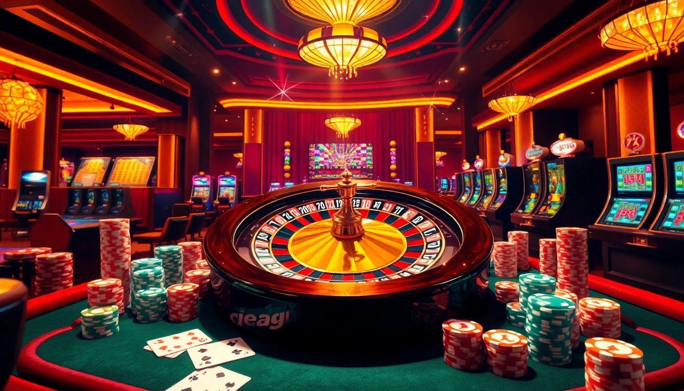 Experience the thrill of gambling at https://nohuu.site/ with an exciting casino scene featuring poker chips and roulette.