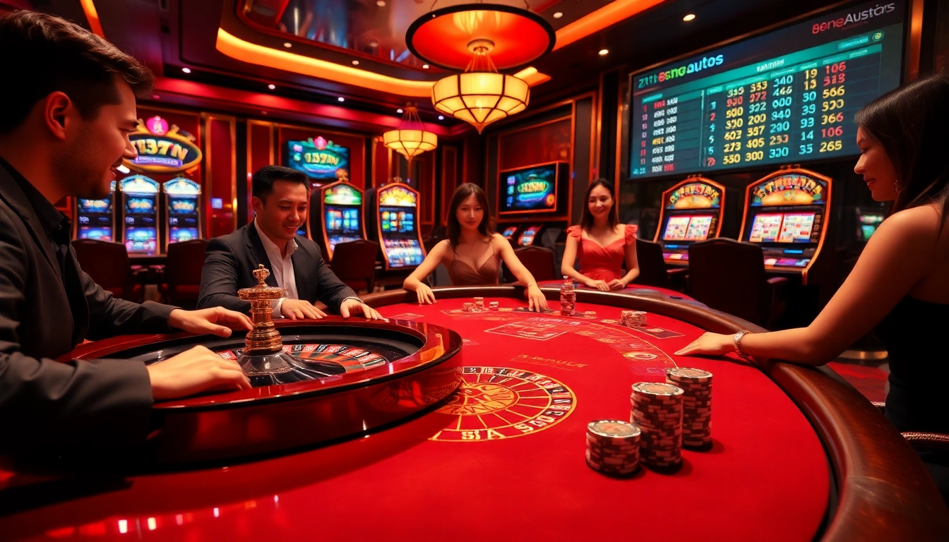 Experience the excitement of gaming at https://88new.autos/ with professional players at a casino table.