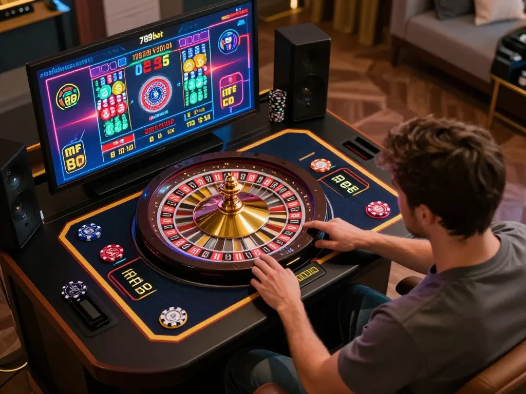 Engaging gameplay at 789bet with a player focused on an online roulette game, showcasing the thrill of online gambling.