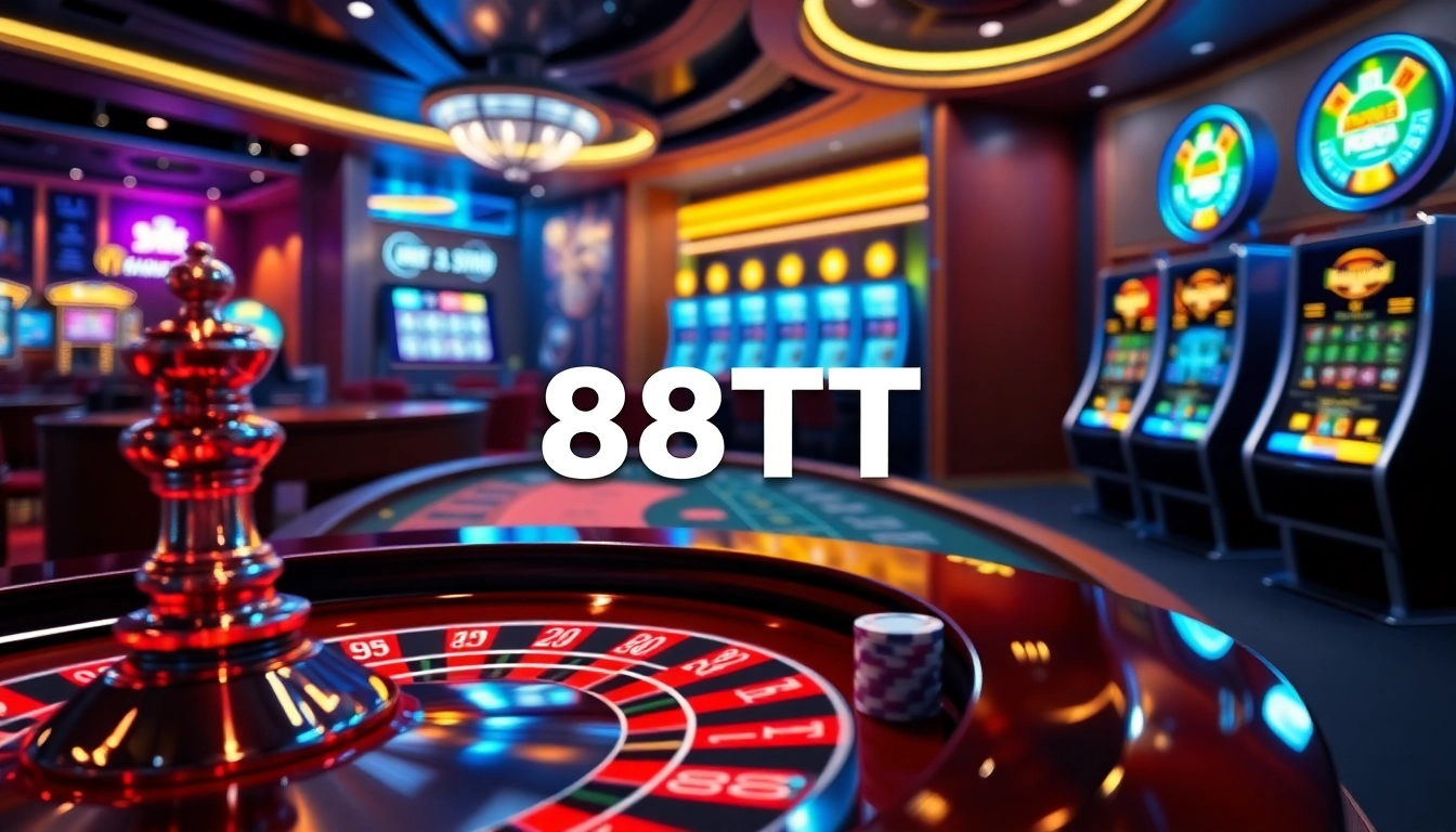 Experience the thrill of winning at 88TT with vibrant casino tables and high-stakes bets.