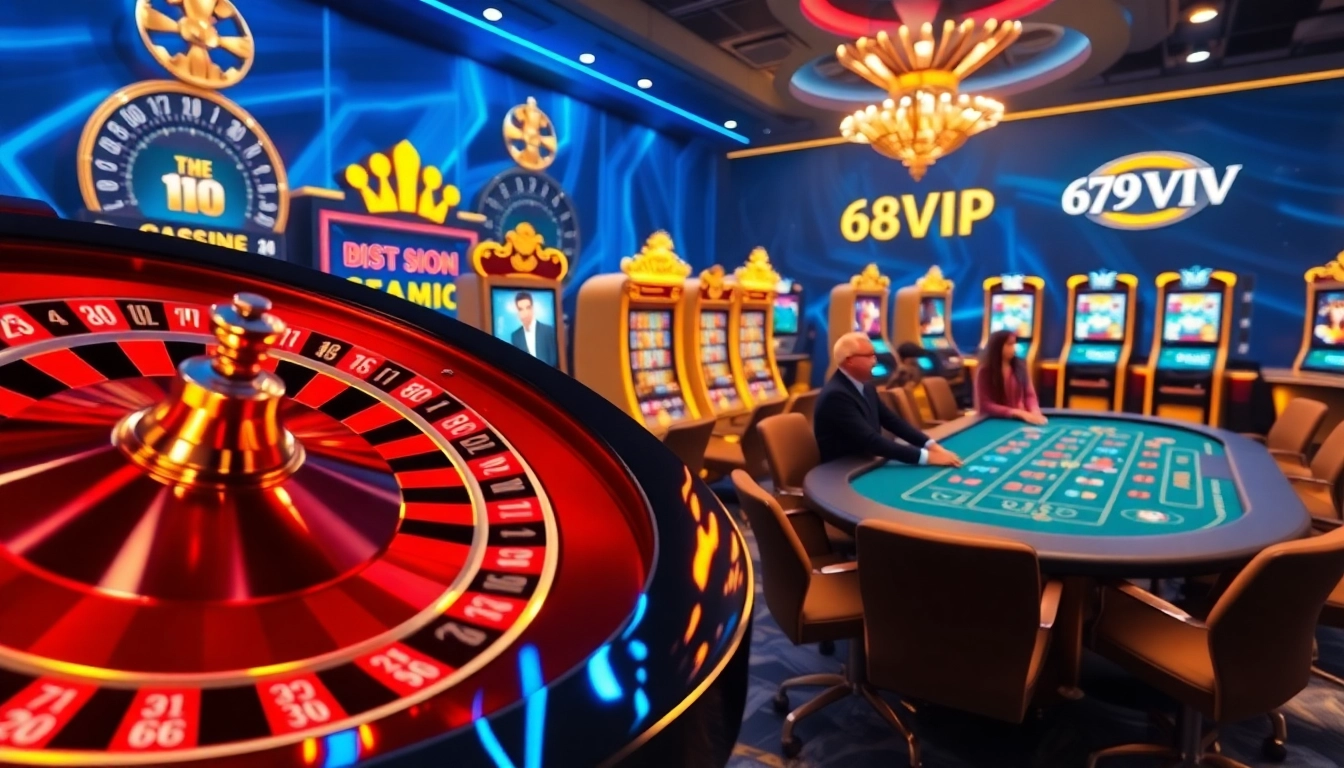 Experience the excitement of online gambling with 678VIP's vivid casino interface showcasing engaging slot machines and roulette.