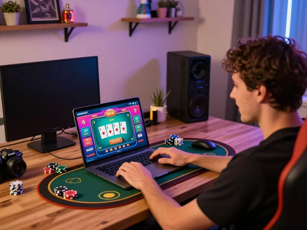 Player enjoying live poker on 68gamebaivn's online platform with exciting gameplay.