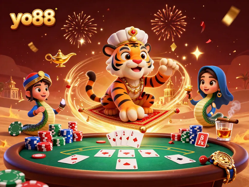 Experience excitement with yo88 as a tiger sultan and genie snake conquer the casino world.