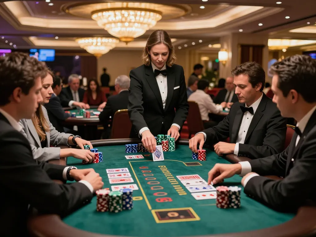 Players strategizing at LODE88 blackjack table in luxury casino