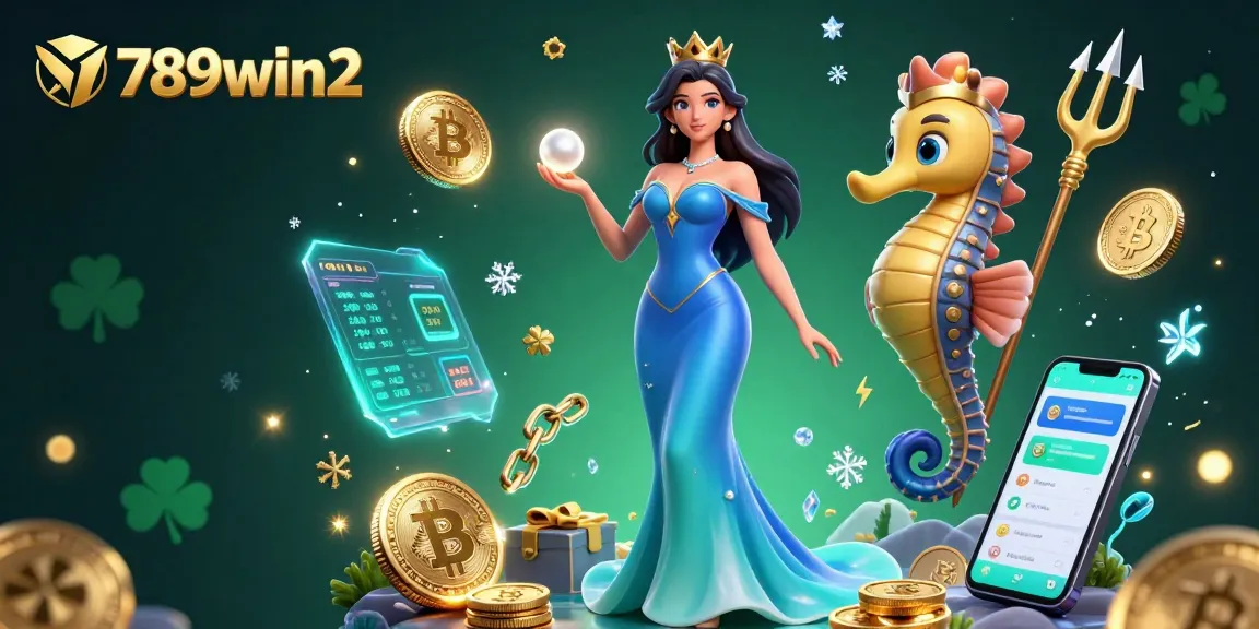 Experience thrilling gaming with 789win2 showcasing vibrant underwater treasures and crypto elements.