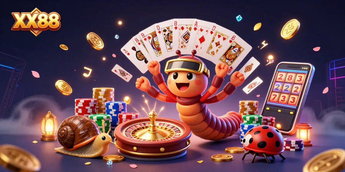 Play at XX88 while enjoying vibrant casino action with cartoon characters in an engaging 3D scene.