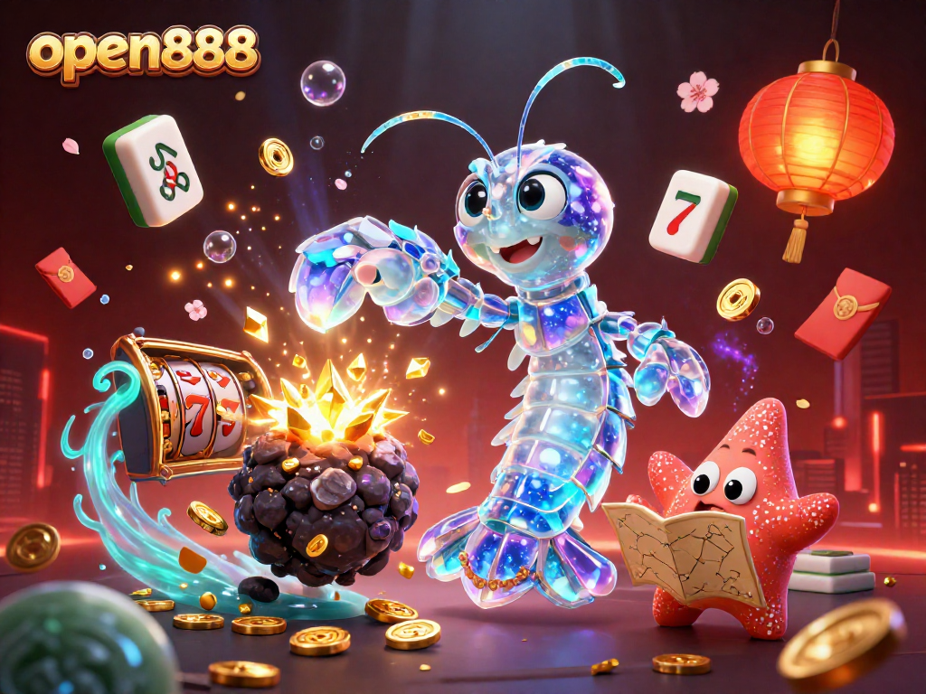 open888 slot machines burst with gems and coins as galactic samurai battles asteroids