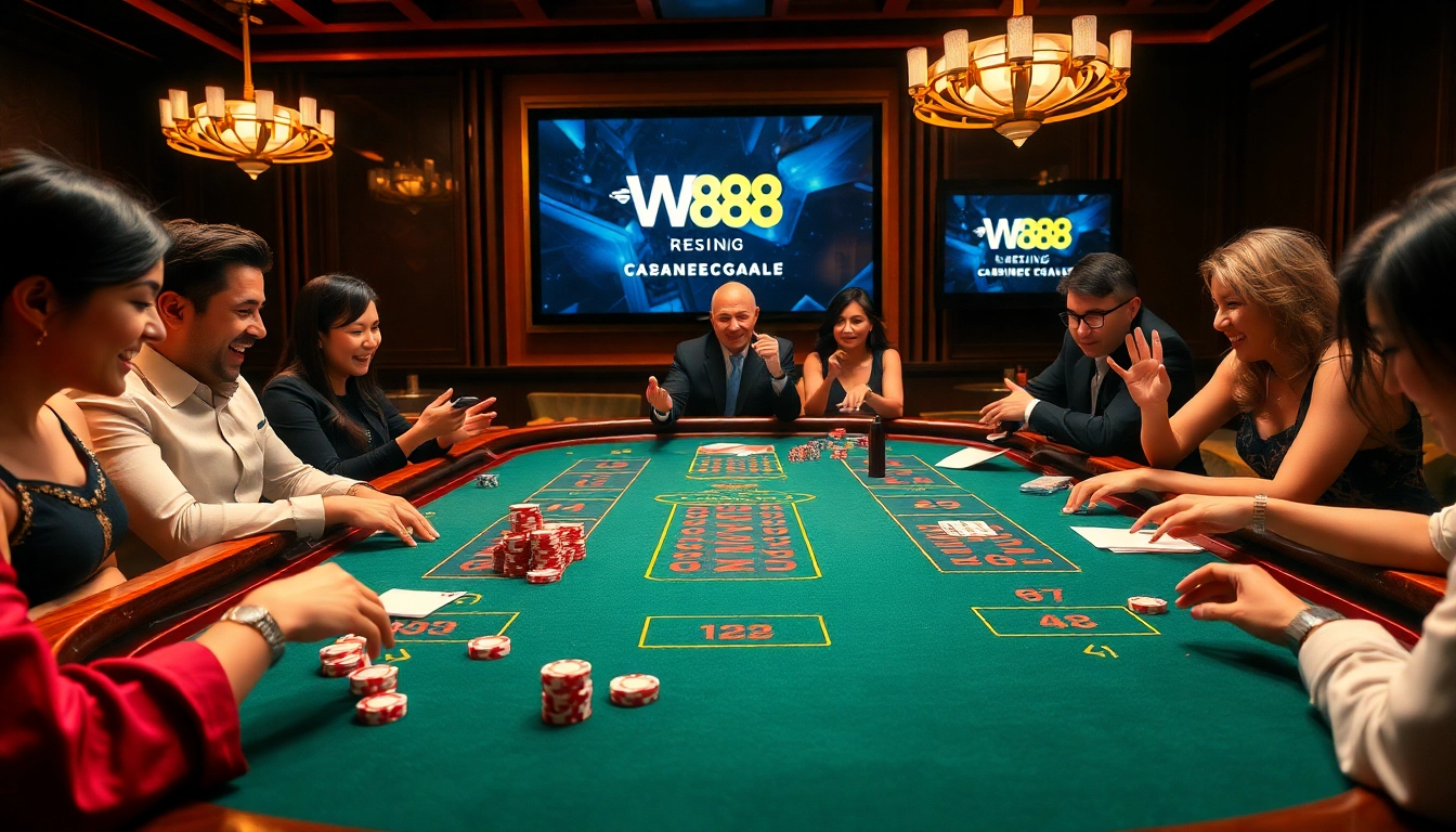 Engaging scene of a baccarat game at WW 88 online casino, showcasing players immersed in excitement.