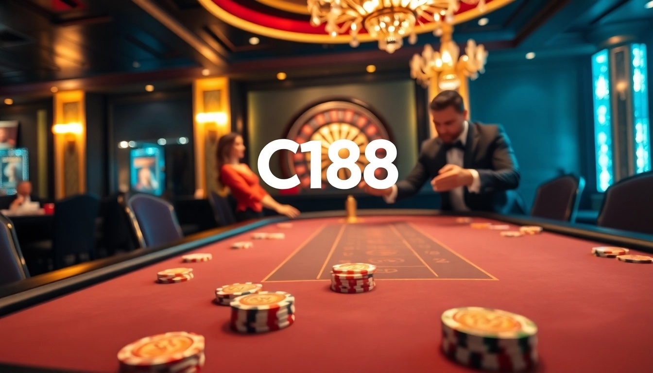 Experience the thrill of online gambling at https://c168.sh/, featuring an elegant poker scene filled with excitement.