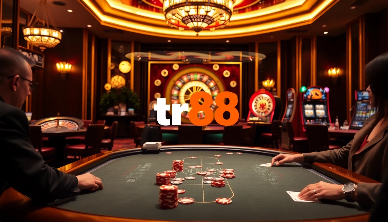 Experience the thrill of tr88 at a luxurious casino with elegant gaming tables and vibrant atmosphere.