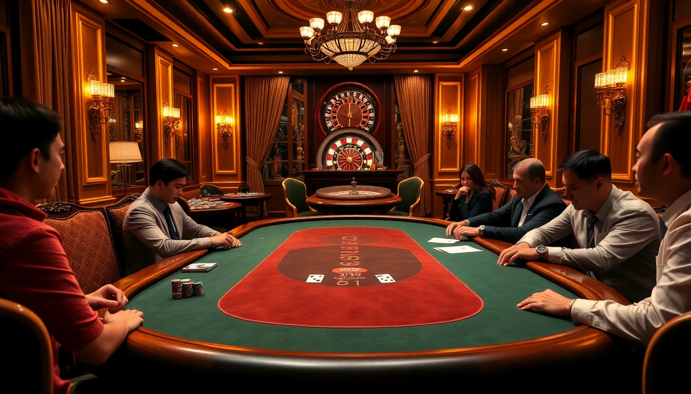 Players enjoying a high-stakes game at 789bet's luxurious casino table.