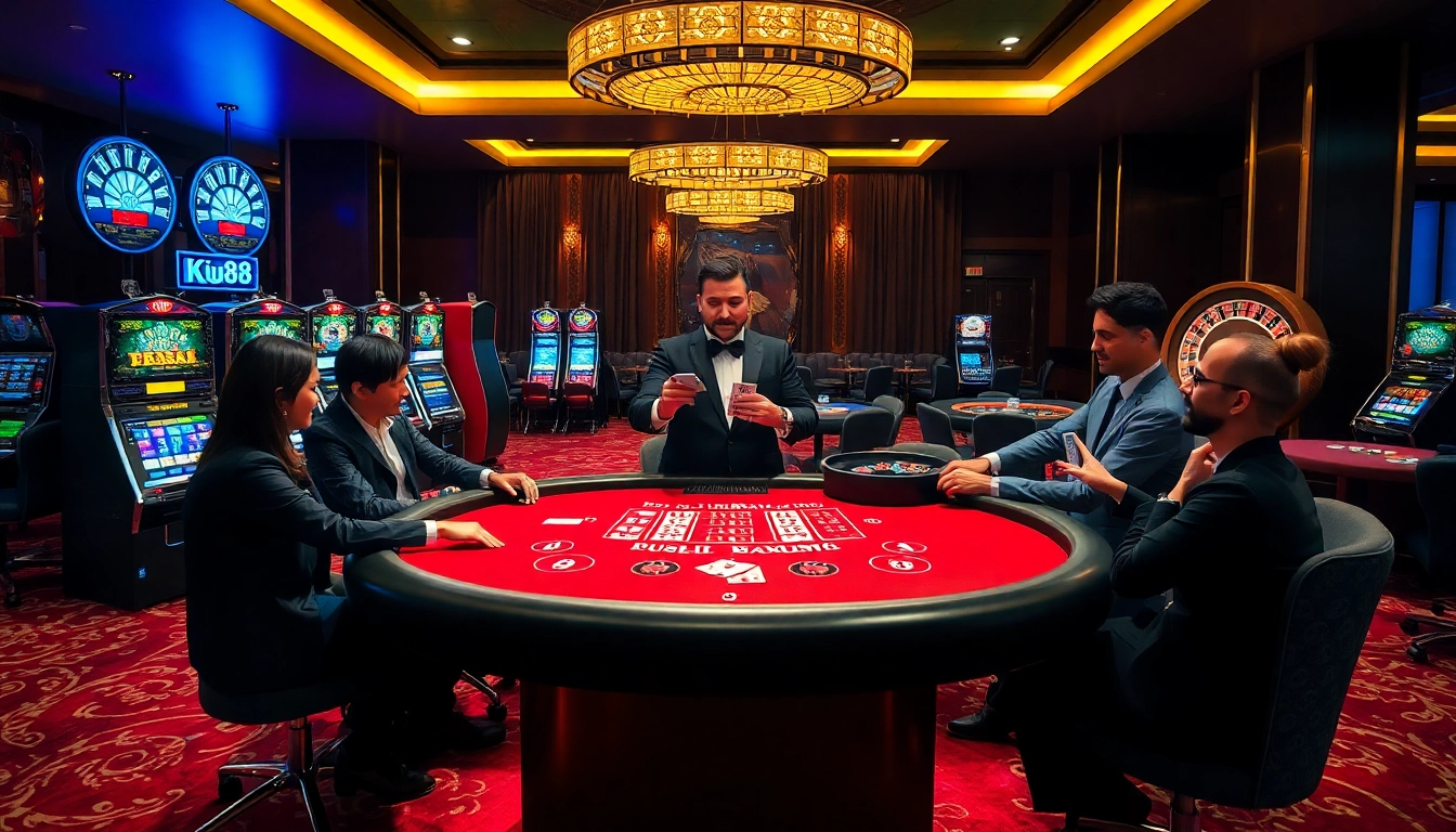 Excited players winning at Ku88 casino table while enjoying thrilling card games.