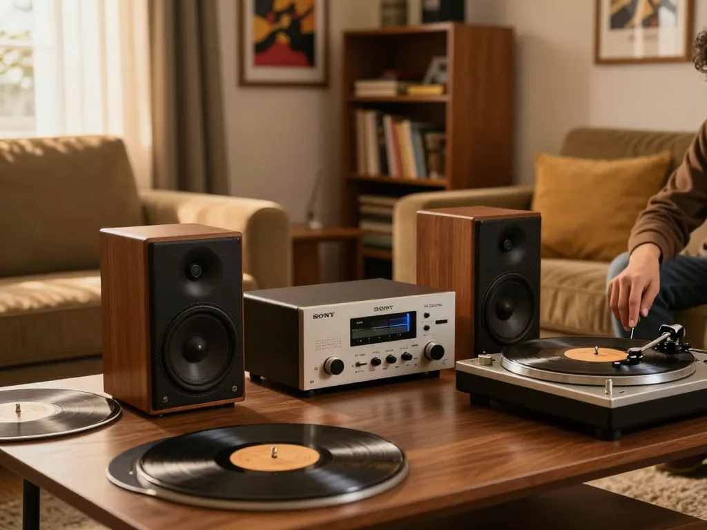 Enjoying music with the vintage Sony TA88 amplifier in a cozy setting