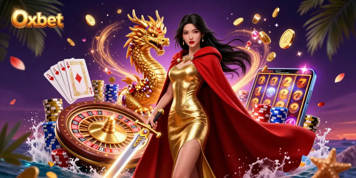 Experience thrilling gameplay with Oxbet, featuring a vibrant 3D casino scene of champions.