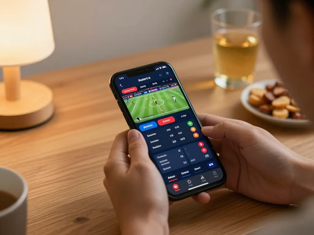 Engaging sports betting on a smartphone through Sin88 app, showcasing live odds and user interaction