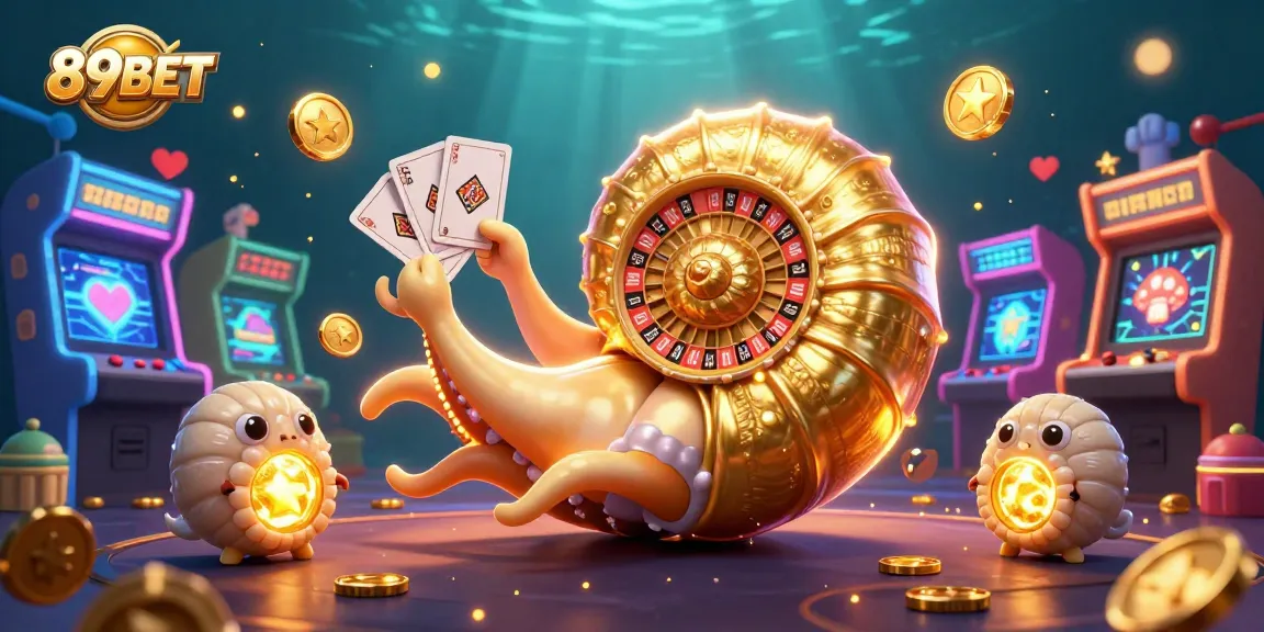 Experience the underwater excitement of 89BET with a giant nautilus roulette wheel and glowing game elements.