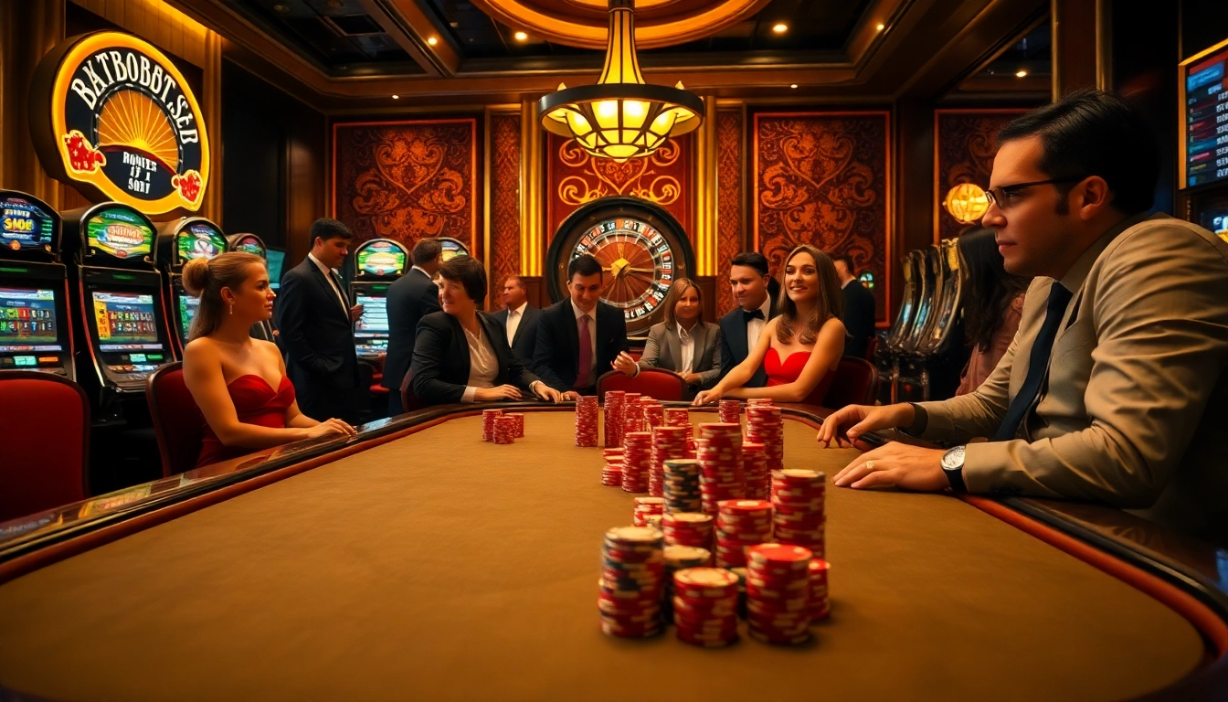 Gamblers engaging in high-stakes poker at a luxurious casino table, highlighting debet betting excitement.